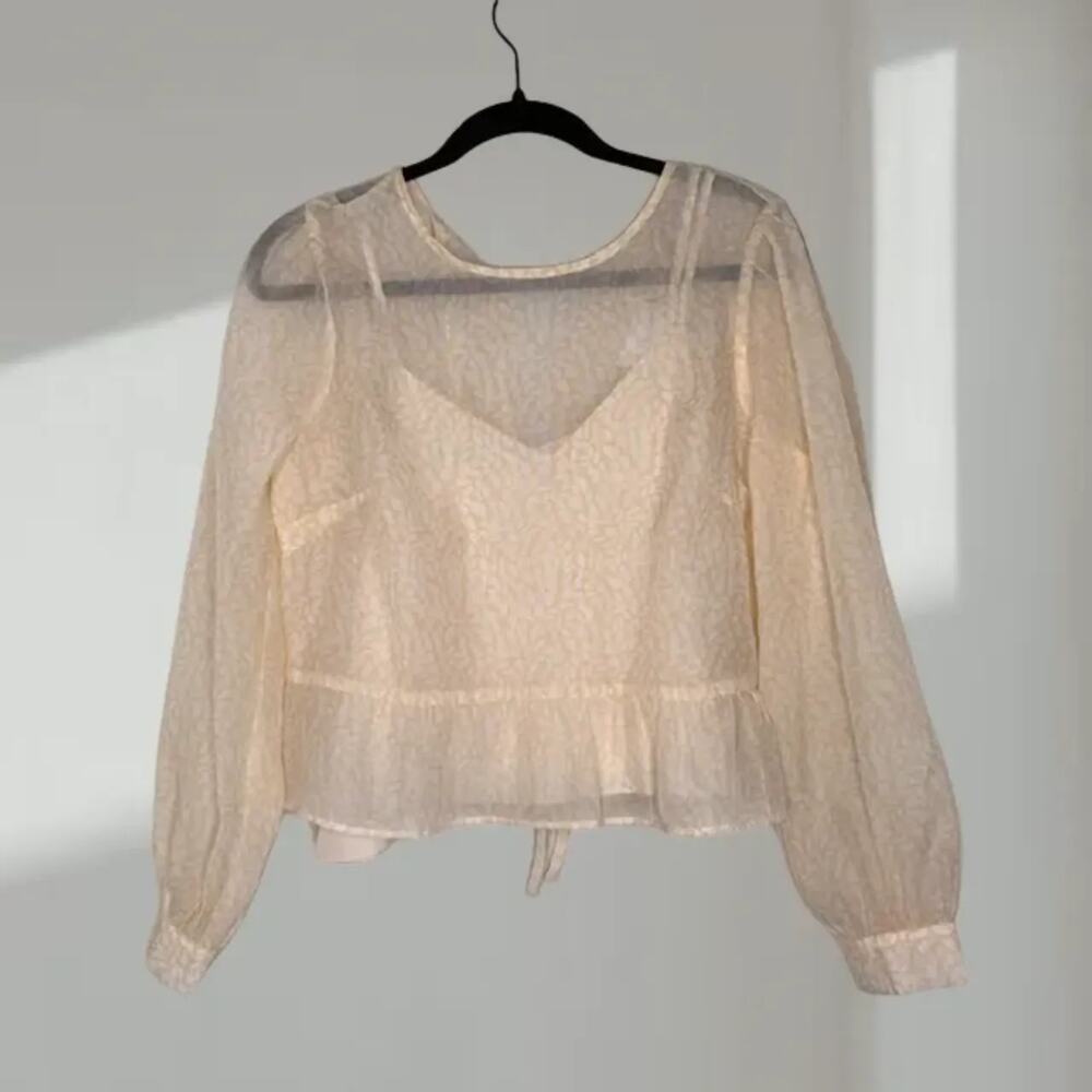 NWT- LOFT Sheer Floral Peplum Blouse-soft yellow(Women’s S)